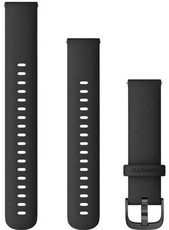 Bracelet Garmin Quick Release 18mm, silicone, noir, boucle noire (Venu 2S, Vívoactive 4S, Vívomove 3S) + extension