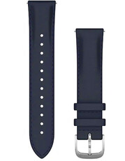 Bracelet Garmin Quick Release 20mm, cuir, bleu foncé, boucle argentée (Venu, Venu Sq, Venu 2 plus, etc.)