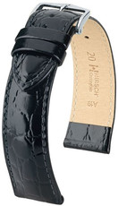 Bracelet en cuir noir Hirsch Crocograin L 12322850-2 (Teletina)