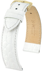 Bracelet en cuir blanc Hirsch Crocograin M 12302800-1 (Teletina)