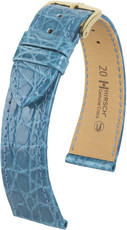 Bracelet en cuir bleu clair Hirsch Genuine Croco L 18920883-1 (Cuir de crocodile) Sélection Hirsch