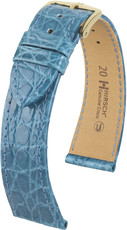 Bracelet en cuir bleu clair Hirsch Genuine Croco M 18900883-1 (Cuir de crocodile) Hirsch selection