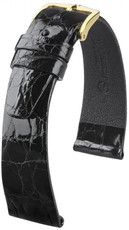 Bracelet en cuir noir Hirsch Prestige L 02208050-1 (cuir de crocodile)