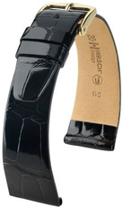 Bracelet en cuir noir Hirsch Prestige M 02207150-1 (cuir d'alligator) Hirsch Selection