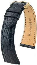 Bracelet en cuir noir Hirsch Regent M 04107159-1 (cuir d'alligator)