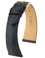 Bracelet en cuir noir Hirsch Massai Ostrich L 04262050-1 (cuir d'autruche) Hirsch Selection