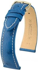 Bracelet en cuir bleu Hirsch Massai Ostrich L 04262084-1 (cuir d'autruche) Hirsch Selection