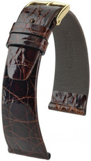 Bracelet en cuir brun foncé Hirsch Prestige L 02208010-1 (cuir de crocodile)