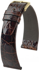 Bracelet en cuir brun foncé Hirsch Prestige M 02208110-1 (cuir de crocodile)