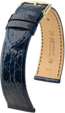 Bracelet en cuir bleu foncé Hirsch Genuine Croco M 01808180-1 (Cuir de crocodile) Hirsch Selection