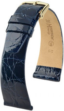 Bracelet en cuir bleu foncé Hirsch Prestige L 02208080-1 (Cuir de crocodile) Hirsch Selection