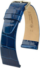 Bracelet en cuir bleu foncé Hirsch Prestige M 02207180-1 (cuir d'alligator) Hirsch Selection