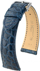 Bracelet en cuir bleu foncé Hirsch Regent L 04107089-2 (cuir d'alligator) Hirsch Selection