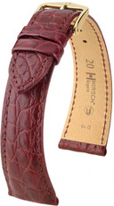 Bracelet en cuir bourgogne Hirsch Regent M 04107169-1 (cuir d'alligator) Hirsch Selection