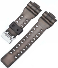 Bracelet pour Casio G-Shock, plastique, noir, boucle argentée (pour modèles GA-100, GA-110, GD-120, GLS-100)