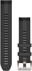 Bracelet Garmin Quickfit 22mm, silicone, noir, boucle argentée (MARQ)