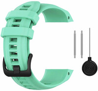 Bracelet pour Garmin Instinct, silicone, turquoise, boucle noire