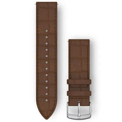 Bracelet Garmin Quick Release 20mm, cuir, marron, boucle argentée (Venu, Venu Sq, Venu 2 plus, etc.)