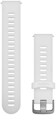 Sangle Garmin Quick Release 20mm, silicone, blanc, boucle argentée (Venu, Venu Sq, Venu 2 plus, etc.)