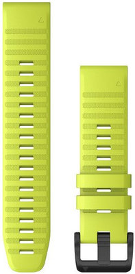 Bracelet Garmin QuickFit 22mm, silicone, jaune, boucle noire (Fenix 7/6/5, Epix 2, MARQ, etc.)