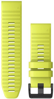 Bracelet Garmin QuickFit 26mm, silicone, jaune, boucle noire (Fenix 7X/6X/5X, Tactix, etc.)