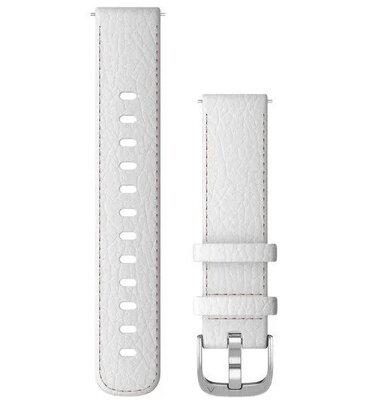 Bracelet Garmin Quick Release 18mm, cuir, blanc, boucle argentée (Venu 2S, Vívoactive 4S, Vívomove 3S)