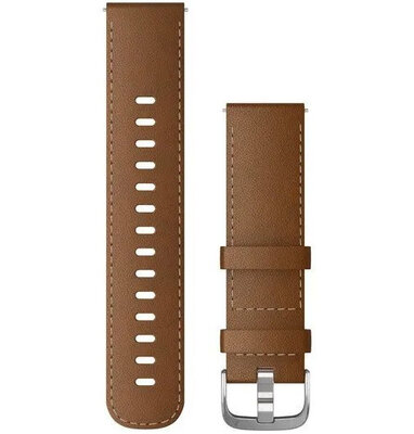 Garmin Quick Release Strap 22mm, cuir, marron, boucle argentée (Venu, Forerunner 255, Vívoactive 4, etc.)