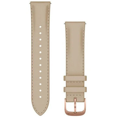 Bracelet Garmin Quick Release 20mm, cuir, beige, boucle or rose (Venu, Venu Sq, Venu 2 plus, etc.)