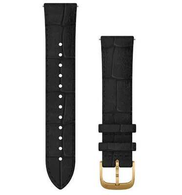 Garmin Quick Release Strap 20mm, cuir, noir, boucle dorée (Venu, Venu Sq, Venu 2 plus, etc.)