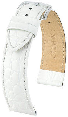 Bracelet en cuir blanc Hirsch Crocograin M 12302800-2 (Teletina)