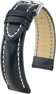 Bracelet en cuir noir Hirsch Heavy Calf L 01475050-2 (Teletina)