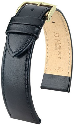 Bracelet en cuir noir Hirsch Osiris M 03475150-1 (Teletina)