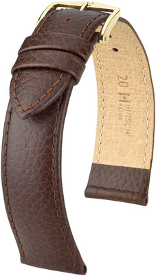 Bracelet en cuir brun foncé Hirsch Kansas M 01502110-1 (Teletina)