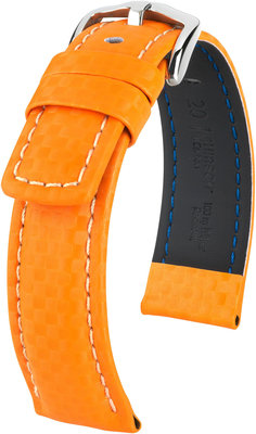 Bracelet cuir orange Hirsch Carbon L 02592076-2 (Teletina)