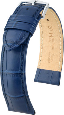 Bracelet en cuir bleu foncé Hirsch Duke L 01028080-2 (Teletina)