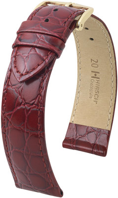 Wine leather strap Hirsch Crocograin M 12302860-1 (Teletina)