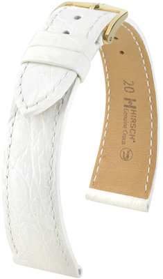 Bracelet en cuir blanc Hirsch Genuine Croco L 18920800 (Cuir de crocodile) Sélection Hirsch