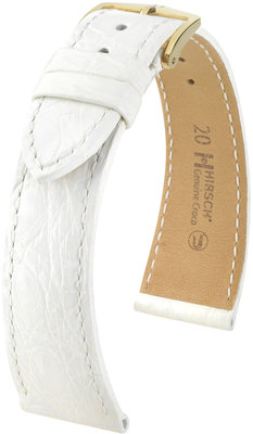 Bracelet en cuir blanc Hirsch Croco véritable M 18900800-1 (Cuir de crocodile) Hirsch sélection