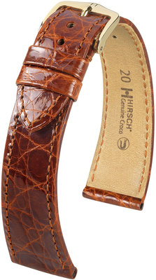 Brown Leather Strap Hirsch Genuine Croco M 18900870-1 (Crocodile Leather)