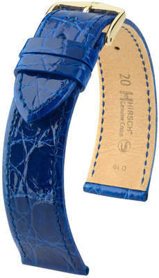 Bracelet en cuir bleu Hirsch Croco véritable L 18920885-1 (Cuir de crocodile) Hirsch sélection