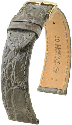 Bracelet en cuir gris Hirsch Croco véritable L 18920830-1 (Cuir de crocodile) Hirsch sélection