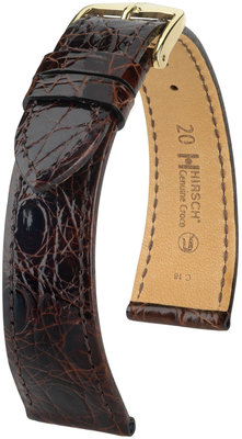 Bracelet en cuir marron foncé Hirsch Genuine Croco M 18800810OE-1 (Cuir de crocodile) Open End