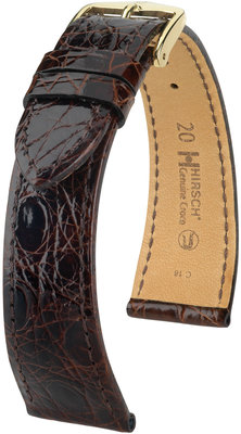 Bracelet en cuir marron foncé Hirsch Genuine Croco M 18900810-1 (Cuir de crocodile)