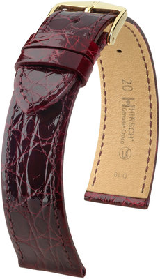 Bracelet en cuir bourgogne Hirsch Genuine Croco L 18920860-1 (Cuir de crocodile) Hirsch selection