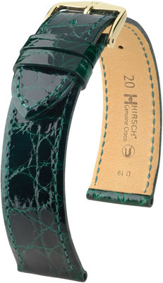 Bracelet en cuir vert Hirsch Croco véritable L 18920840-1 (Cuir de crocodile) Hirsch sélection