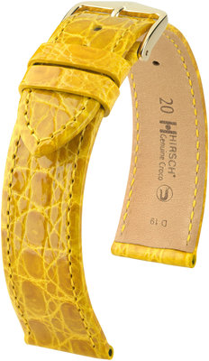 Bracelet en cuir jaune Hirsch Croco véritable L 18920872-1 (Cuir de crocodile) Hirsch sélection