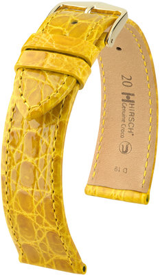 Bracelet en cuir jaune Hirsch Croco véritable M 18900872-1 (Cuir de crocodile) Hirsch sélection