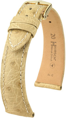 Bracelet en cuir beige Hirsch Massai Ostrich L 04362090-1 (cuir d'autruche) Hirsch sélection