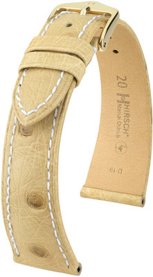 Bracelet en cuir beige Hirsch Massai Ostrich L 04362091-1 (cuir d'autruche) Hirsch sélection