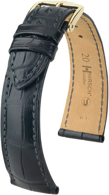 Bracelet en cuir noir Hirsch London M 04307159-1 (cuir d'alligator)